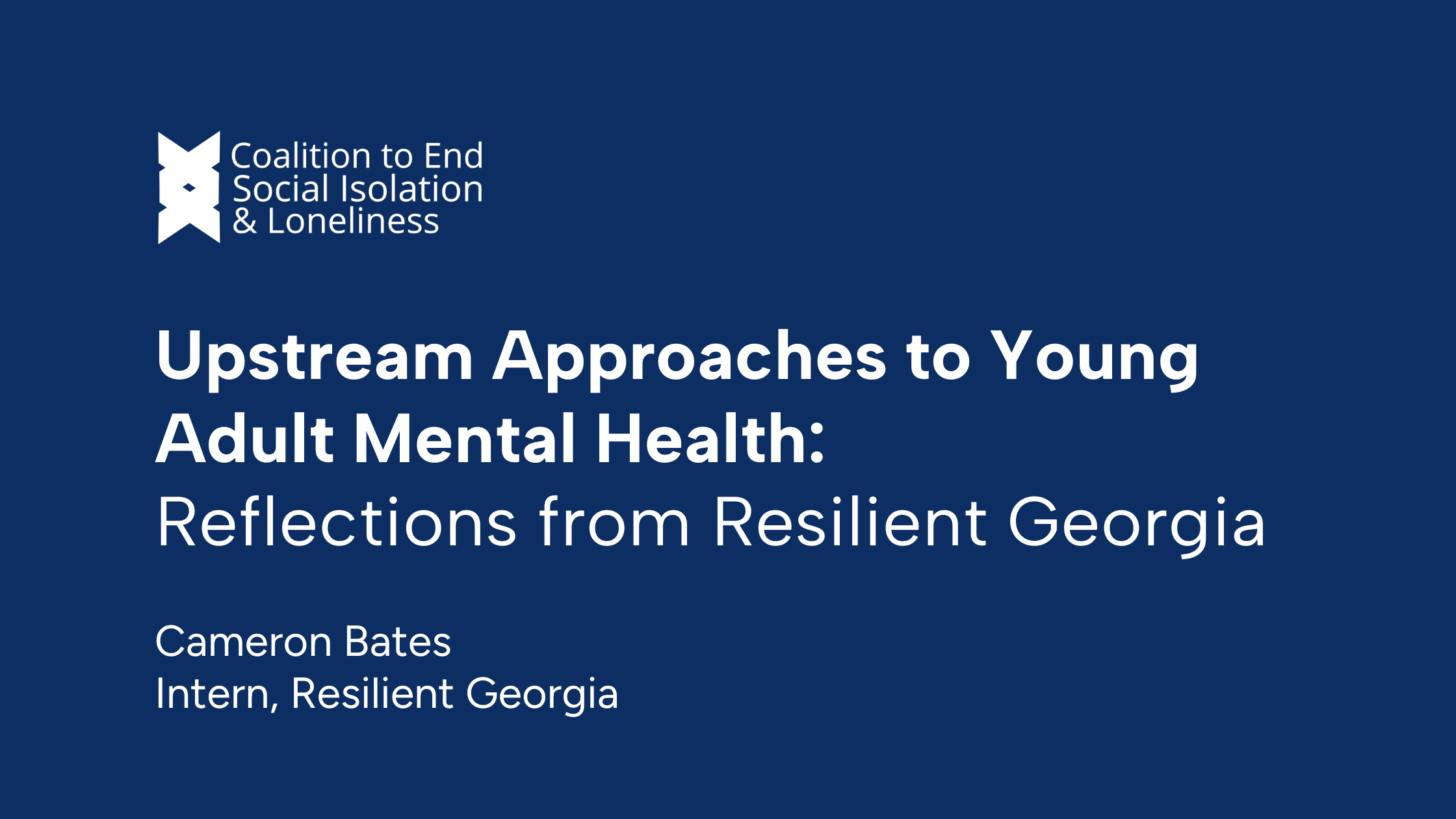 Upstream Approaches to Young Adult Mental Health: Reflections from Resilient Georgia