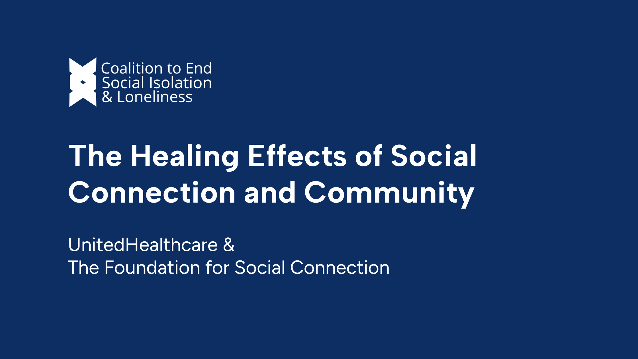 The Healing Effects of Social Connection and Community